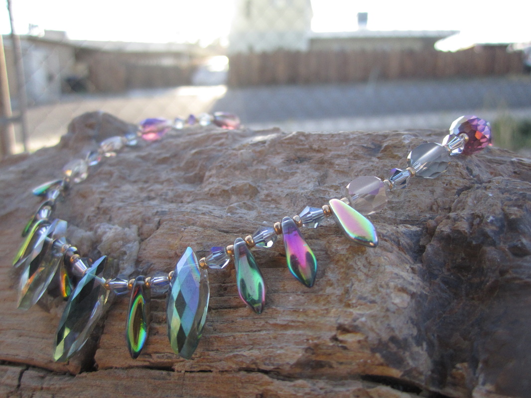 Rainbow spike crystal choker picture